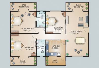 Models Boulevard (3BHK+2T (1,593 sq ft) 1593 sq ft)