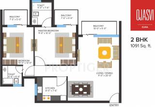 AMR Ojasvi Elina (2BHK+2T (1,091 sq ft) 1091 sq ft) AMR Ojasvi Elina (2BHK+2T (1,091 sq ft) 1091 sq ft)