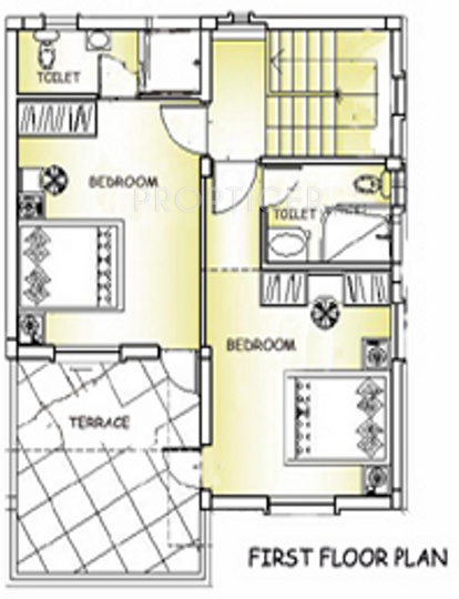 Kayji Real Estate Kayji Residency Villa First Floor Plan (3BHK+3T)