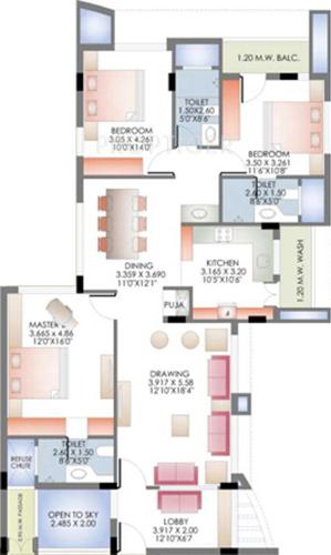 Radiance Fortune Residency (3BHK+3T (1,765 sq ft) 1765 sq ft) Radiance Fortune Residency (3BHK+3T (1,765 sq ft) 1765 sq ft)