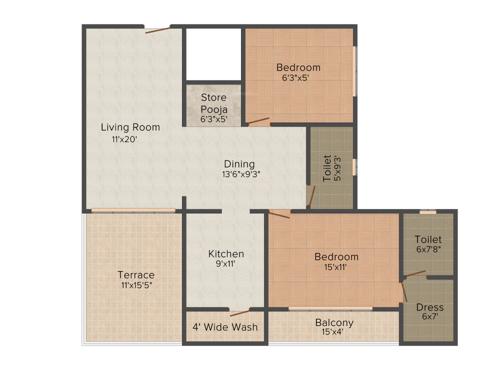 Abhijit Jayanti Mansion 9 (2BHK+2T (1,300 sq ft) 1300 sq ft)