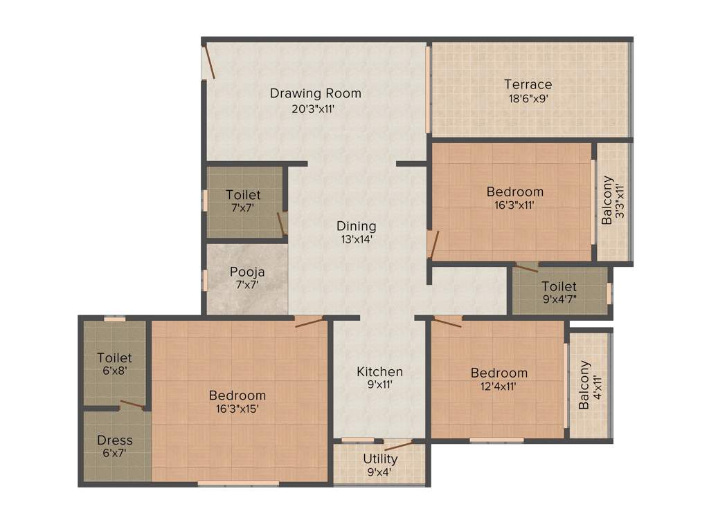 Abhijit Jayanti Mansion 9 (3BHK+3T (1,750 sq ft) 1750 sq ft)