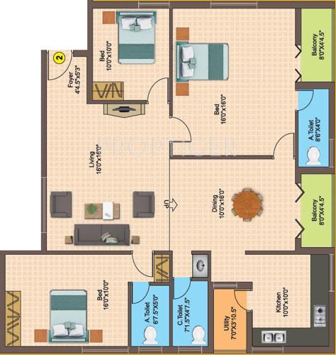 Aalayam Dynasty (3BHK+3T (1,816 sq ft) 1816 sq ft)
