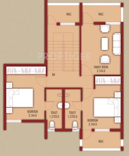 First Floor Plan (3BHK+3T) Kurtarkar Real Estate Symphony Villa First Floor Plan (3BHK+3T)