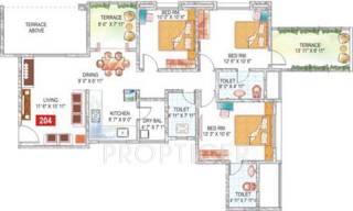 Sukhwani Palm Breeze (3BHK+3T (1,360 sq ft) 1360 sq ft)