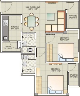 JP Akshay (2BHK+2T (790 sq ft) 790 sq ft)