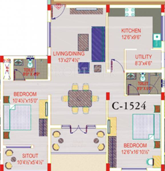 Saffron Buds (2BHK+2T (1,524 sq ft) 1524 sq ft)