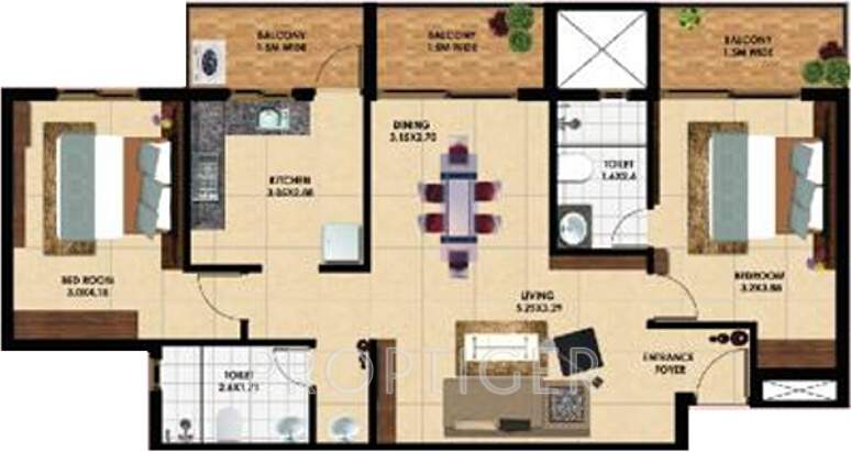 Nanu Sapana City (2BHK+2T (1,293 sq ft) 1293 sq ft)