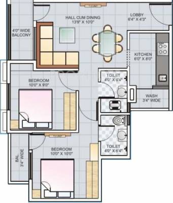 JP Royale (2BHK+2T (830 sq ft) 830 sq ft)