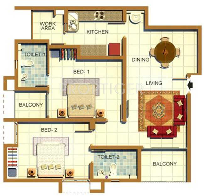 Southern Green Hill Heights (2BHK+2T (1,175 sq ft) 1175 sq ft)