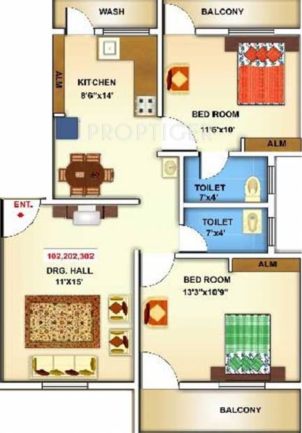 Shree Siddheshwar Mahaganpati Apartment (2BHK+2T (1,026 sq ft) 1026 sq ft)