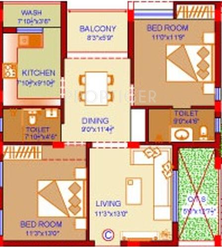 Agni North Star (2BHK+2T (1,000 sq ft) 1000 sq ft)