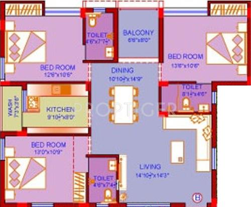 Agni North Star (3BHK+3T (1,280 sq ft) 1280 sq ft)