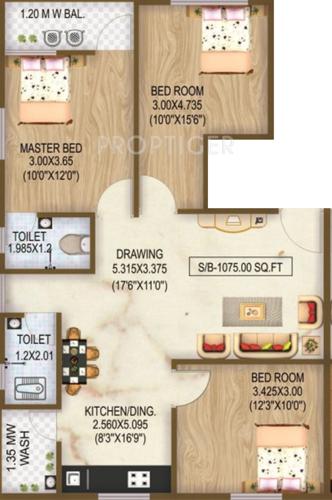 Shree Siddheshwar Gananayak Apartment (3BHK+1T (1,075 sq ft) 1075 sq ft)