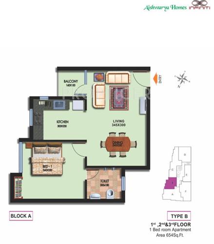 Aishwarya Infiniti (1BHK+1T (654 sq ft) 654 sq ft)