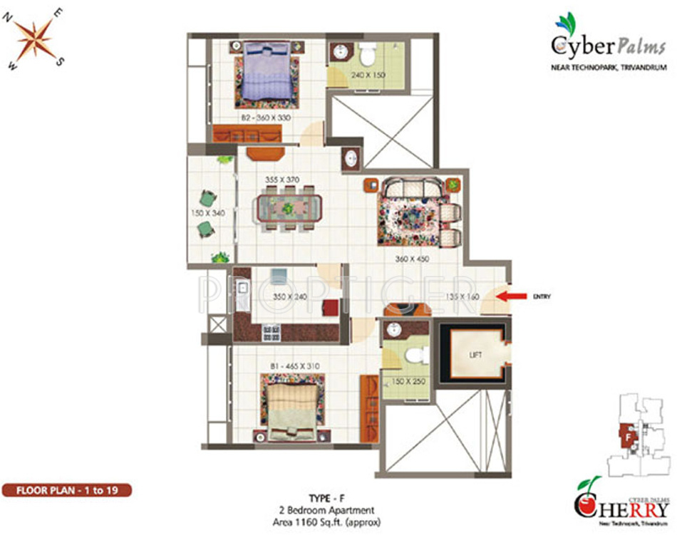 SFS Cyber Palms Cherry (2BHK+2T (1,160 sq ft) 1160 sq ft) SFS Cyber Palms Cherry (2BHK+2T (1,160 sq ft) 1160 sq ft)