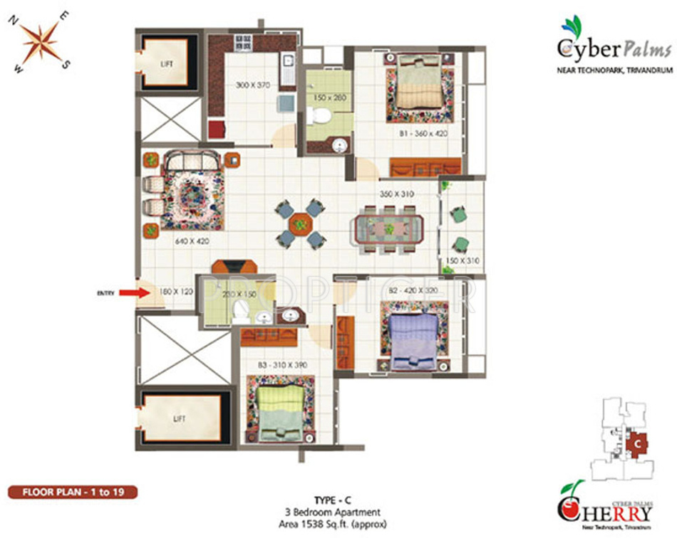 SFS Cyber Palms Cherry (3BHK+2T (1,538 sq ft) 1538 sq ft) SFS Cyber Palms Cherry (3BHK+2T (1,538 sq ft) 1538 sq ft)