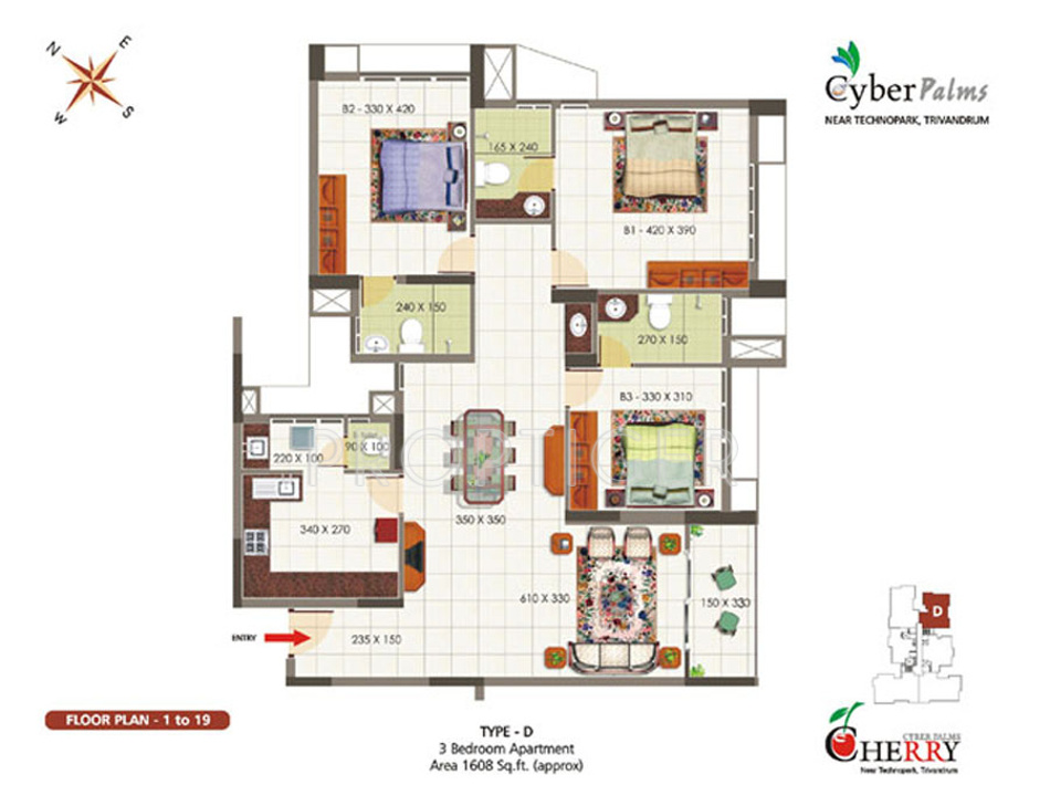 SFS Cyber Palms Cherry (3BHK+3T (1,608 sq ft) 1608 sq ft) SFS Cyber Palms Cherry (3BHK+3T (1,608 sq ft) 1608 sq ft)