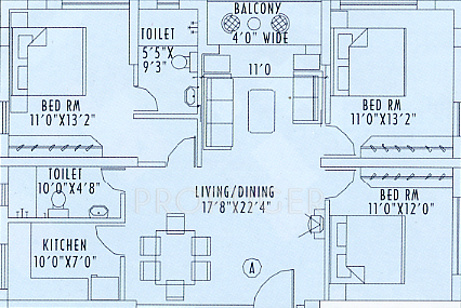 Space Silver Spring (3BHK+2T (1,518 sq ft) 1518 sq ft)
