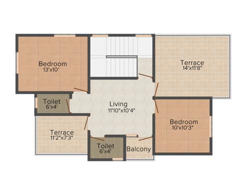 Trellis Royal Villa (3BHK+3T (1,580 sq ft) 1580 sq ft)