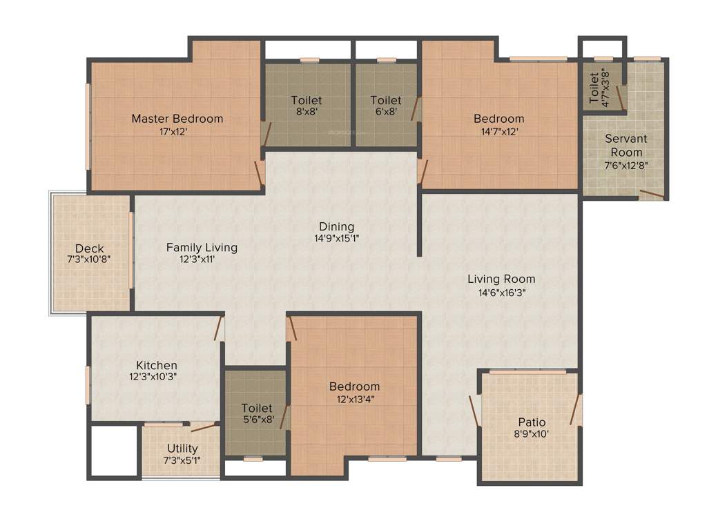Newry Elite (3BHK+4T (2,506 sq ft)   Servant Room 2506 sq ft)