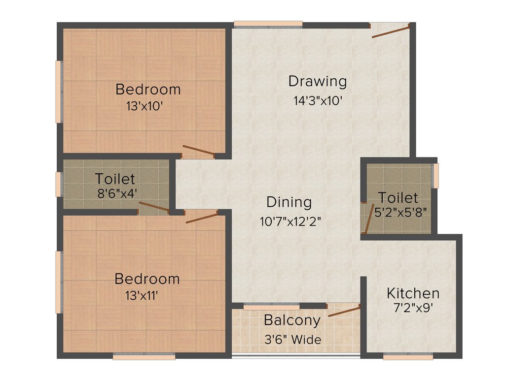 Trellis Royal Manor (2BHK+2T (1,144 sq ft) 1144 sq ft)