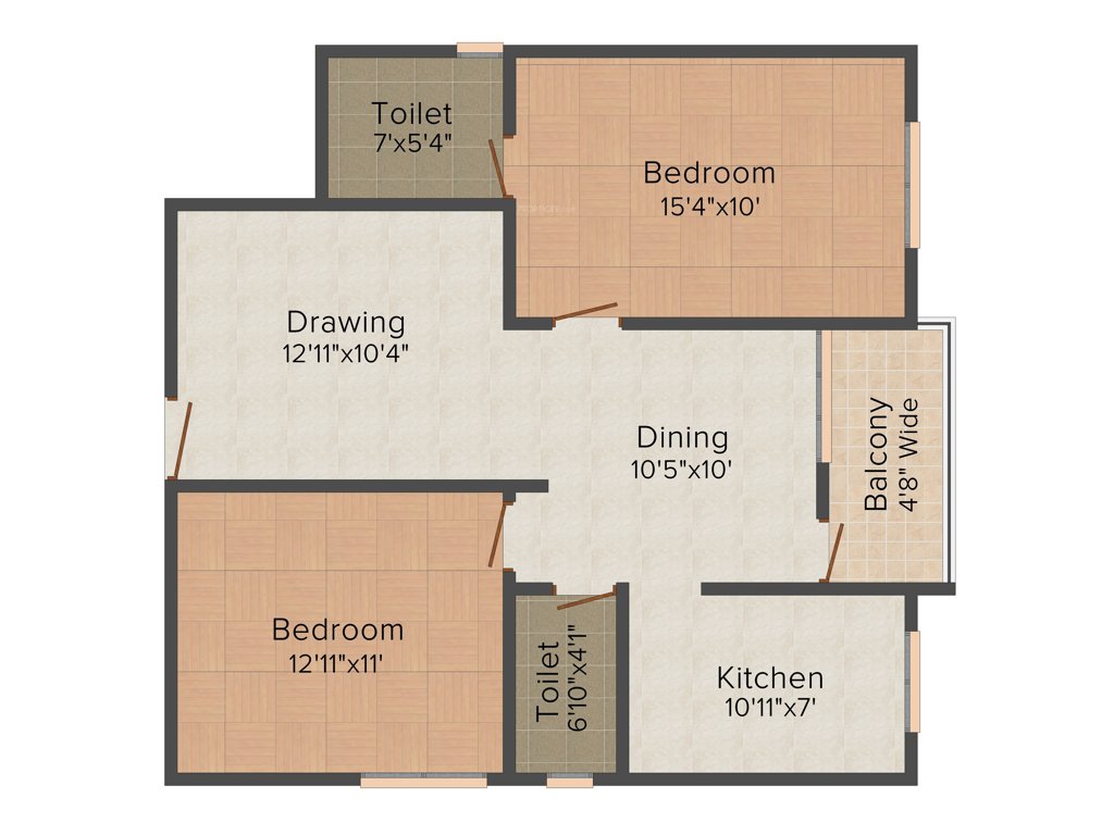 Trellis Royal Manor (2BHK+2T (1,188 sq ft) 1188 sq ft)