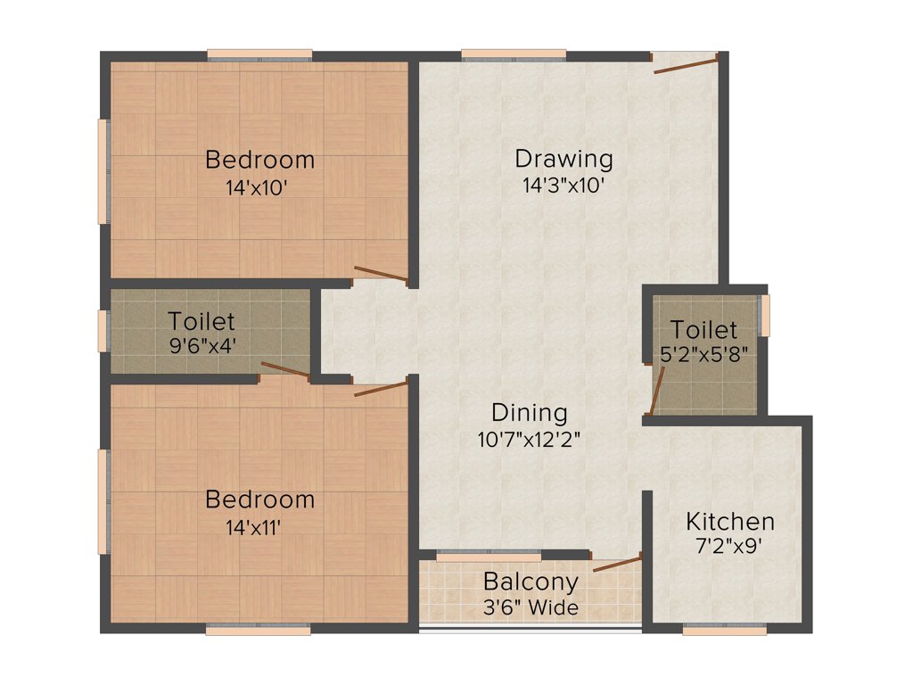 Trellis Royal Manor (2BHK+2T (1,198 sq ft) 1198 sq ft)