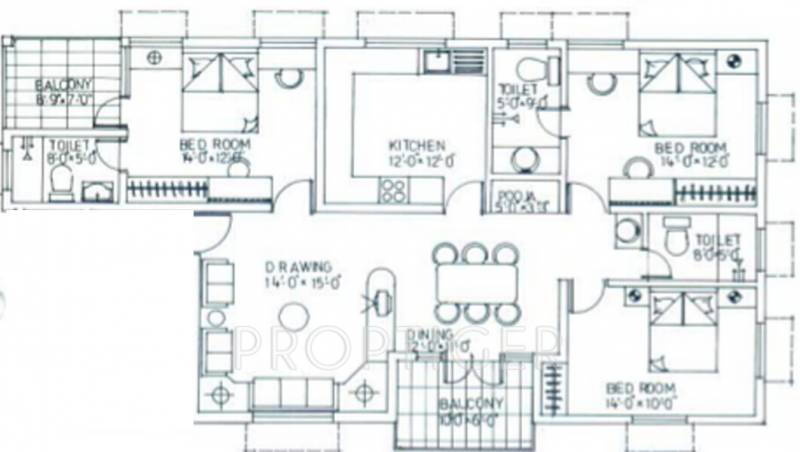 Agni Estates Lakshmi Enclave Floor Plan (3BHK+3T + Pooja Room)