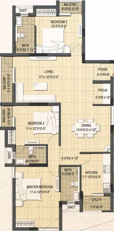 Newry Daffodils (3BHK+3T (1,784 sq ft) Pooja Room 1784 sq ft) Newry Daffodils (3BHK+3T (1,784 sq ft) Pooja Room 1784 sq ft)