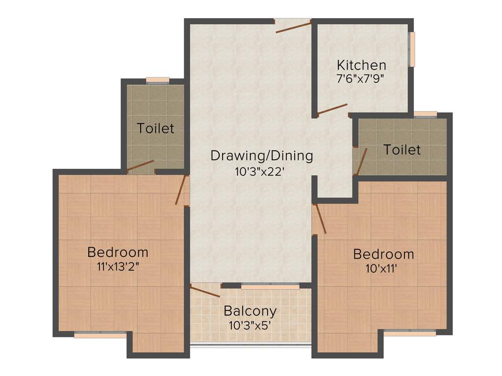 Trellis Royal Castle (2BHK+2T (1,171 sq ft) 1171 sq ft)