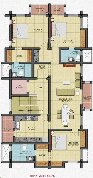 Newry Picasso (3BHK+3T (2,214 sq ft) 2214 sq ft)