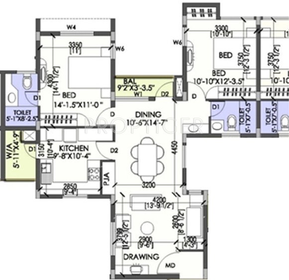 Coromandel Coral Ennar (2BHK+2T (1,250 sq ft) 1250 sq ft)