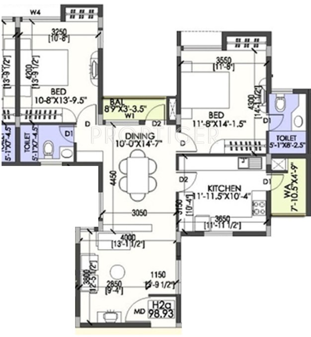 Coromandel Coral Ennar (2BHK+2T (1,277 sq ft) 1277 sq ft)