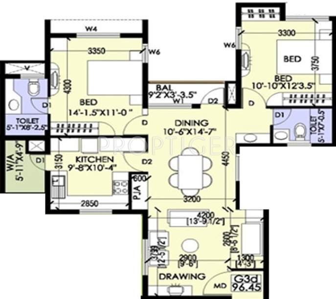 Coromandel Coral Ennar (2BHK+2T (1,629 sq ft) 1629 sq ft)