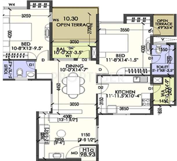 Coromandel Coral Ennar (2BHK+2T (1,421 sq ft) 1421 sq ft)
