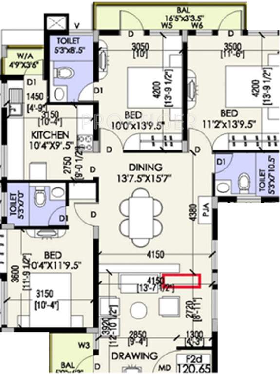 Coromandel Coral Ennar (3BHK+3T (1,539 sq ft) 1539 sq ft)