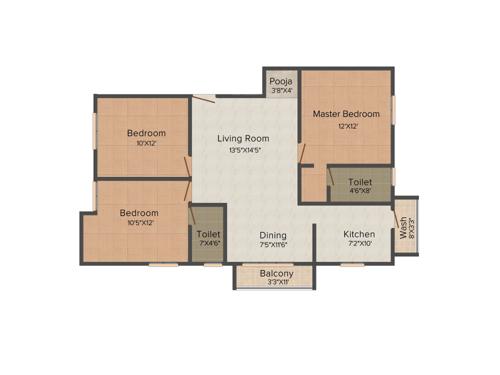 India The Quintessence (3BHK+2T (1,250 sq ft)   Pooja Room 1250 sq ft)