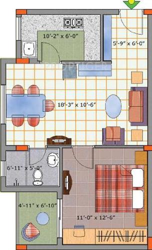 Orisons Mandakini Garden (1BHK+1T (811 sq ft) 811 sq ft)