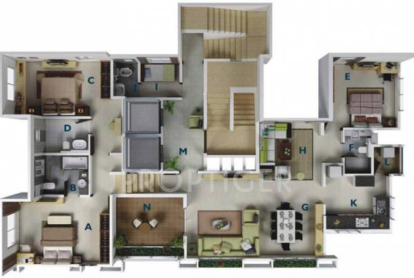 Geras Regent Tower (3BHK+3T (2,350 sq ft) + Study Room 2350 sq ft)