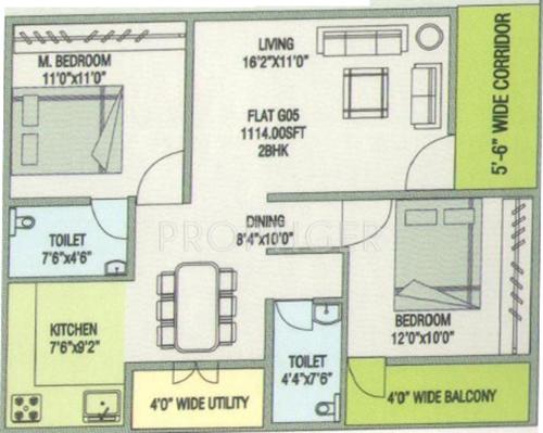 PNR Bicester Village (2BHK+2T (1,114 sq ft) 1114 sq ft)