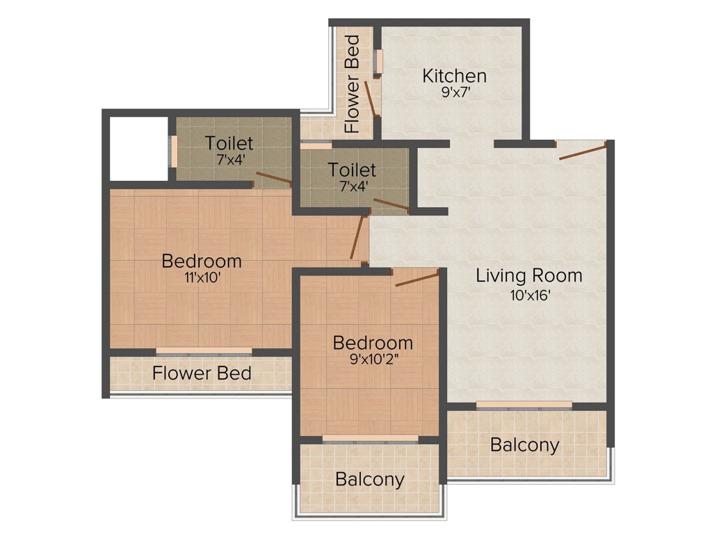 ABC Kailash Tower (2BHK+2T (1,060 sq ft) 1060 sq ft)