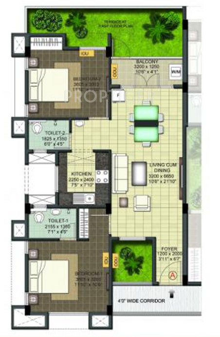 Ramaniyam Sarovar (2BHK+2T (969 sq ft) 969 sq ft) Ramaniyam Sarovar (2BHK+2T (969 sq ft) 969 sq ft)