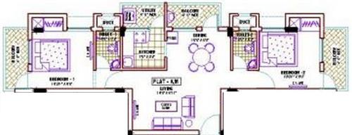 Ramaniyam D 106 (2BHK+2T (1,217 sq ft) 1217 sq ft)