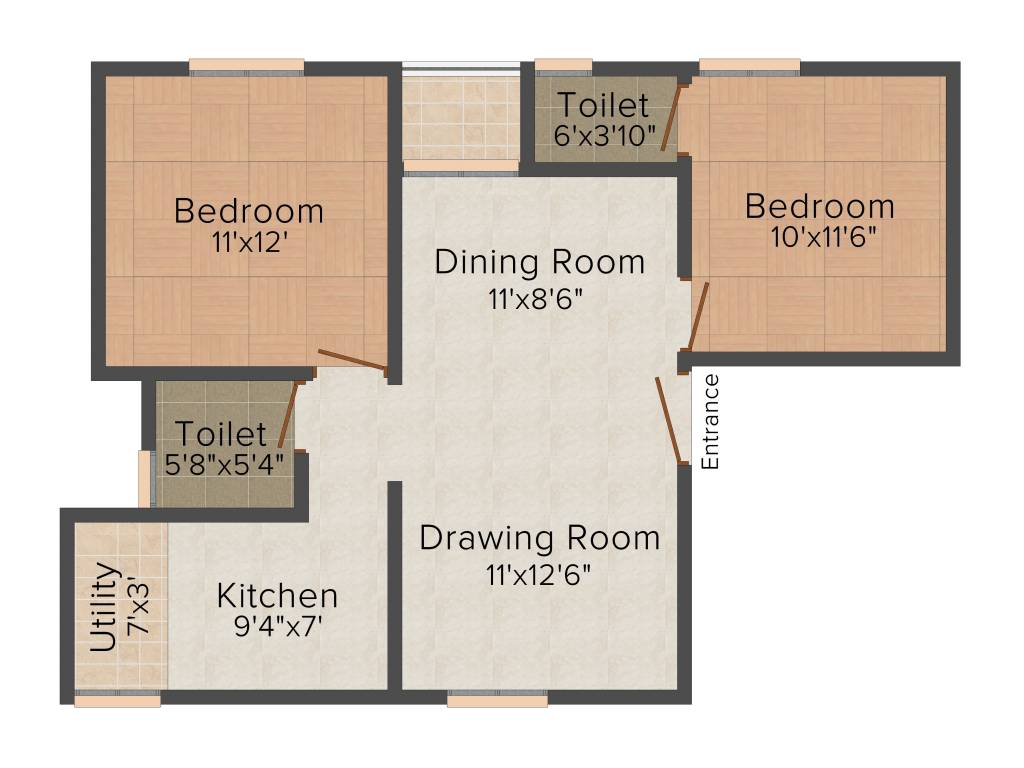 ChandraKantha GCA Rainbow (2BHK+2T (1,080 sq ft) 1080 sq ft)