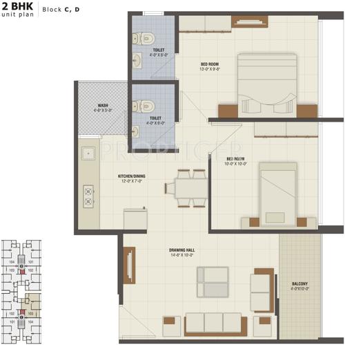Shashwat Zealous (2BHK+2T (1,062 sq ft) 1062 sq ft)