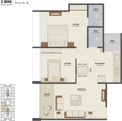Shashwat Zealous (2BHK+2T (1,098 sq ft) 1098 sq ft)
