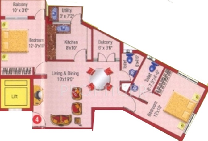 Ramani Fraser Square (2BHK+2T (990 sq ft) 990 sq ft) Ramani Fraser Square (2BHK+2T (990 sq ft) 990 sq ft)