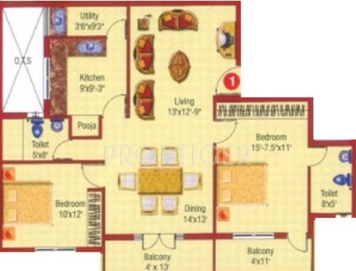 Ramani Fraser Square (2BHK+2T (1,270 sq ft) 1270 sq ft)