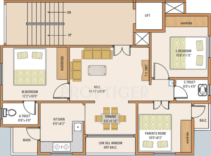  1000  sq  ft  3 BHK  Floor Plan  Image Samruddhi Habitats 